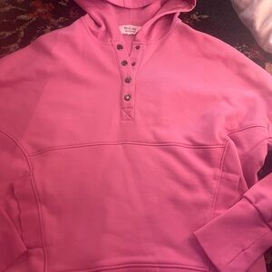 Pink Clover Vibrant Pink Button-Up Hoodie